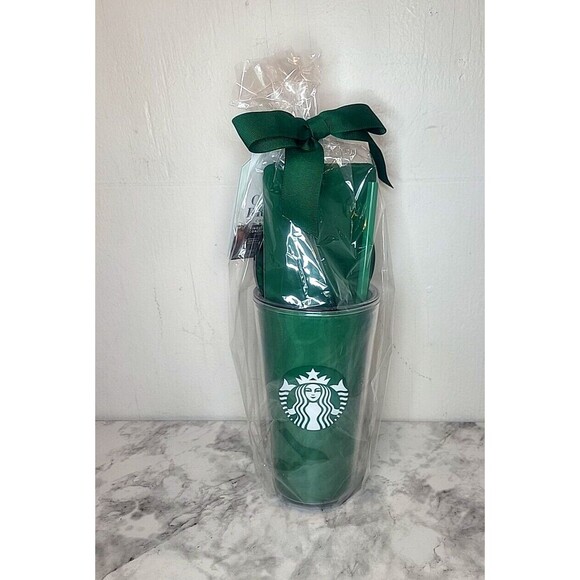Starbucks Cold Brew Coffee Concentrate Tumbler 16 oz Acrylic Cup Gift Set NEW - Picture 1 of 3